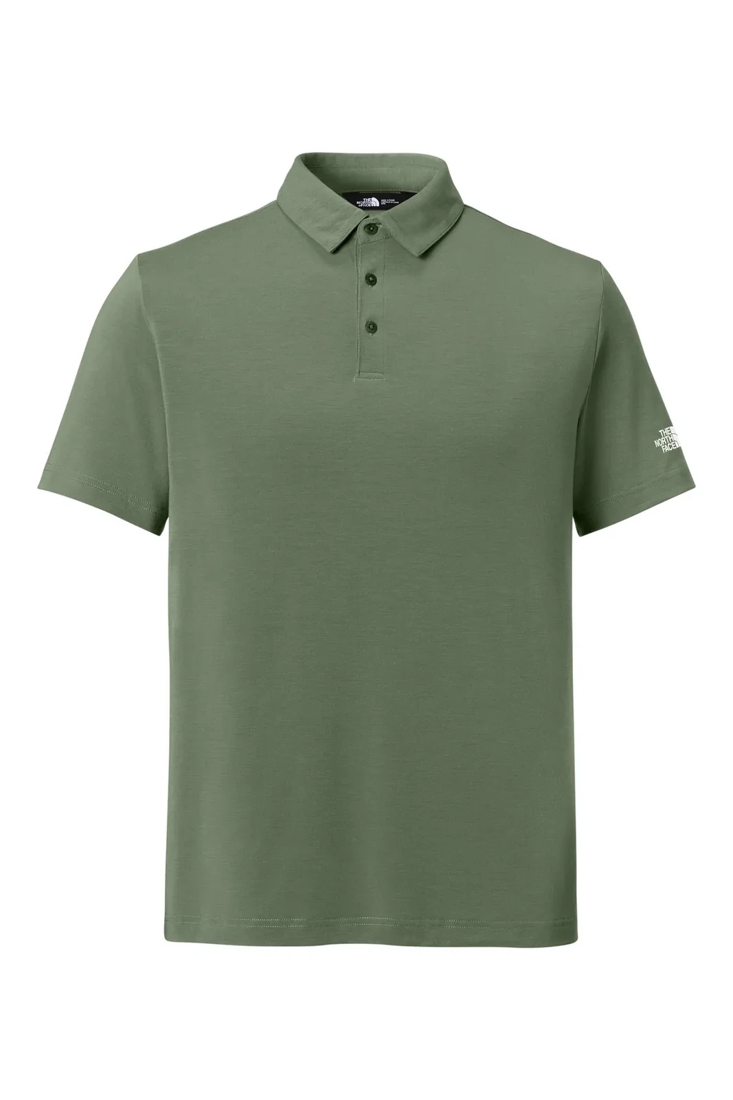 Custom branded The North Face Canyon Crest Polo in Bark Mist Green, Front